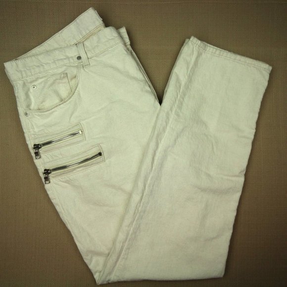 Hudson Broderick Slouch Skinny Jeans Men's Size 42 Button Fly Top Flight White